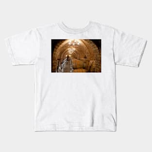 Wine barrels in a winery, California (C021/3159) Kids T-Shirt